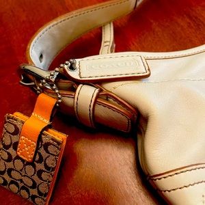 Vintage Coach Small White Leather Hobo